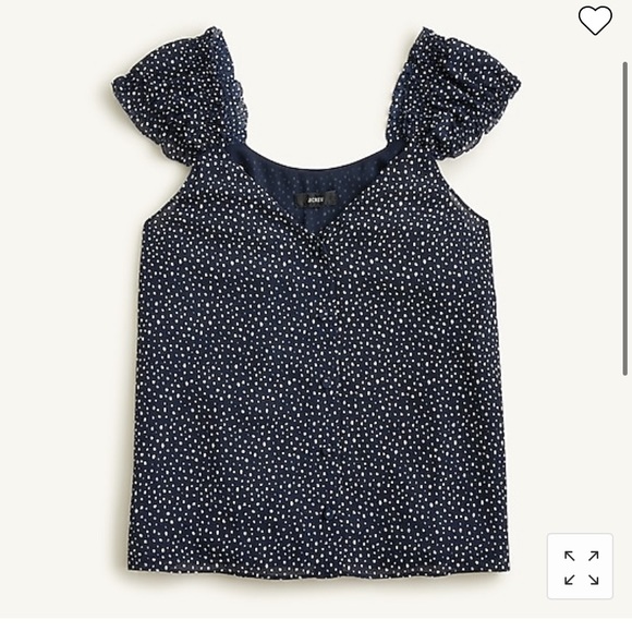 J.Crew Cap-sleeve crinkle chiffon top in dot - Picture 1 of 3